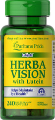 Puritan's Pride Herbavision softgels bottle front view for daily eye vitamin support.