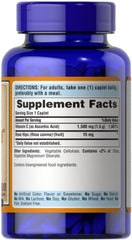 Puritan's Pride label detail illustrating dosage and ingredients for informed choice.