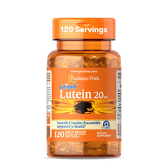 Puritan's Pride Lutigold bottle pour shows easy daily eye support in a convenient format.