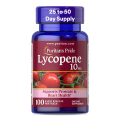 Puritan's Pride Lycopene 10mg bottle highlighting antioxidant protection for daily use.