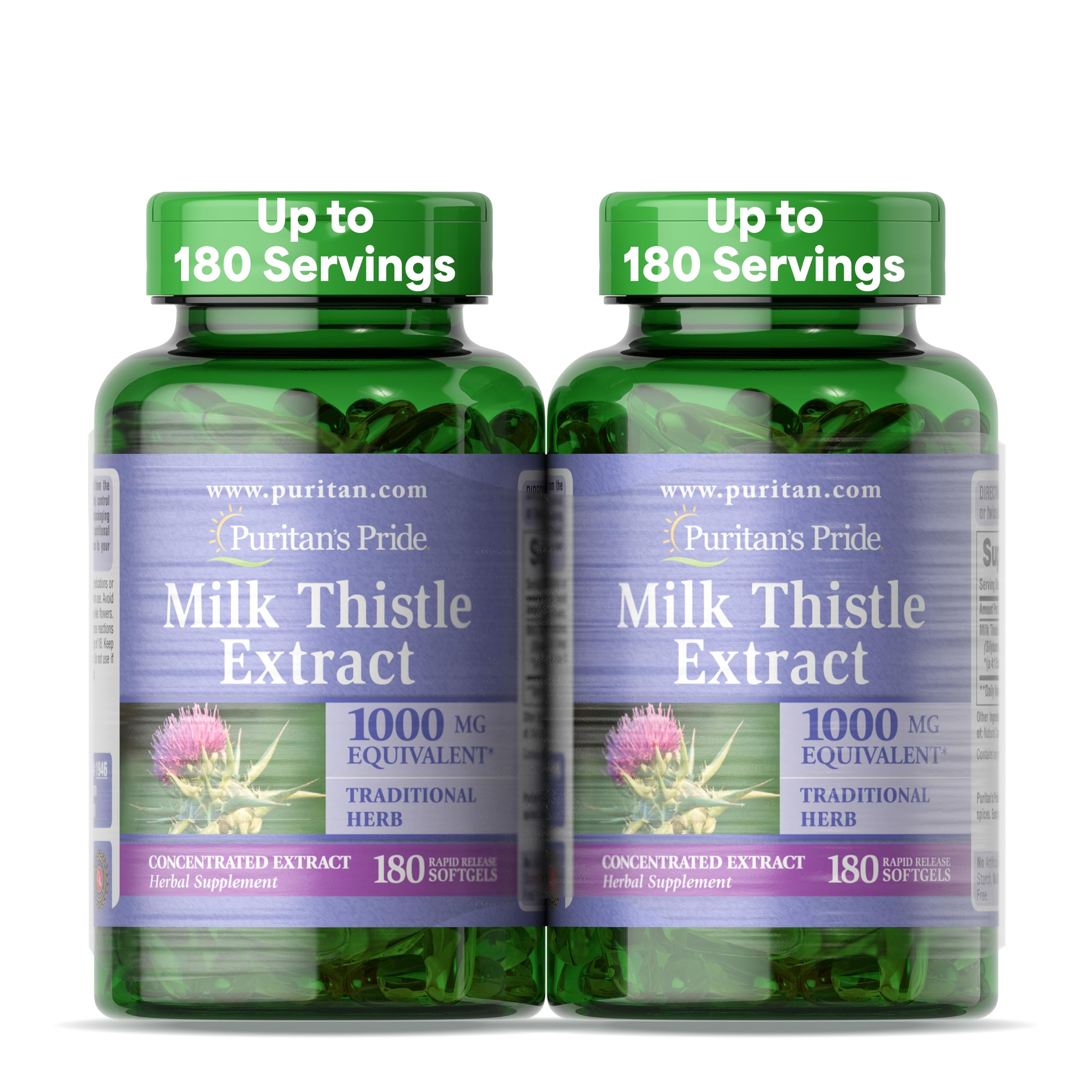 Puritan's Pride milk thistle extract bottle pour for easy daily liver support.