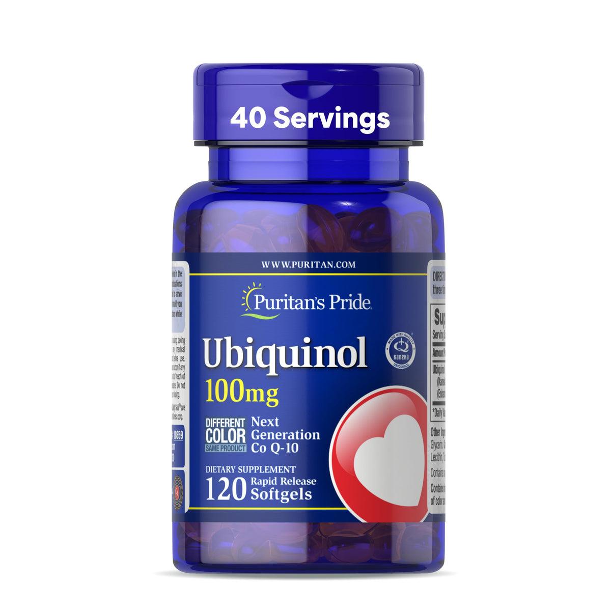 Puritan's Pride Next Gen Ubiquinol CoQ10 bottle for daily energy and heart support.