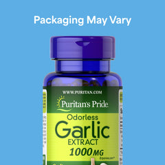 Close-up of odorless garlic softgels showing high-potency formula for daily use.