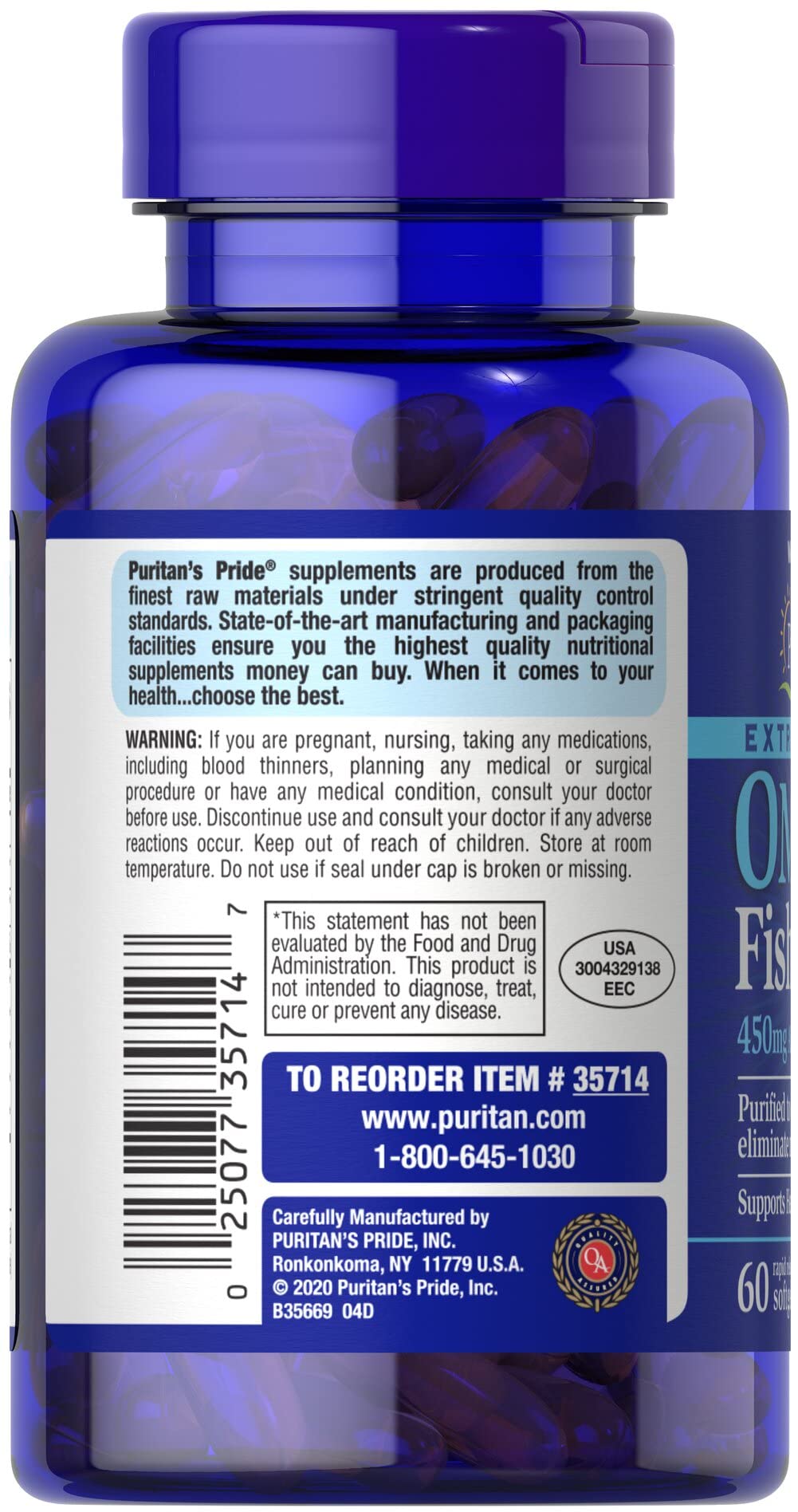 Puritan's Pride Omega-3 capsules in hand, ready to take.