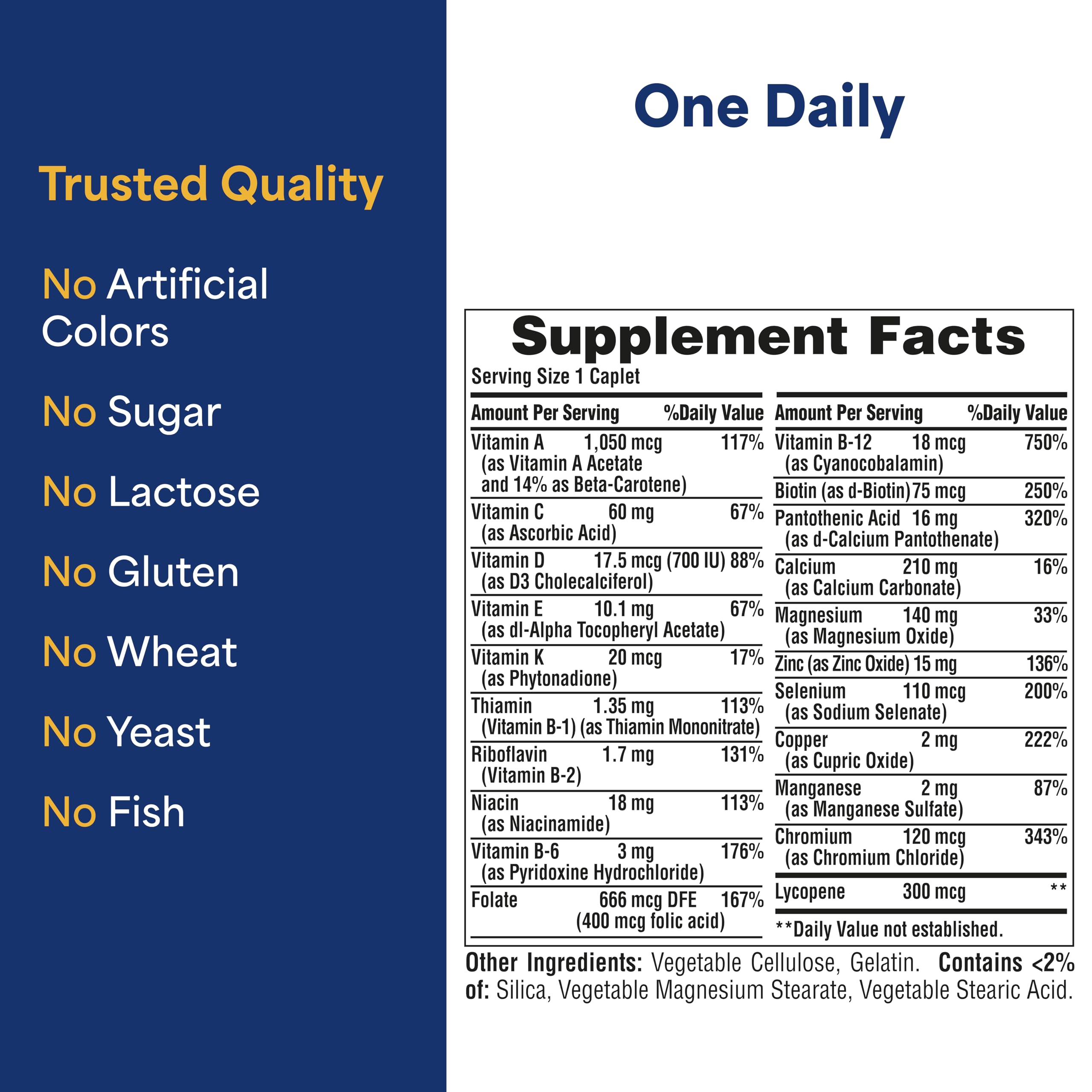 Packaging of Puritan's Pride One Daily Men's Multivitamin emphasizing value for three months