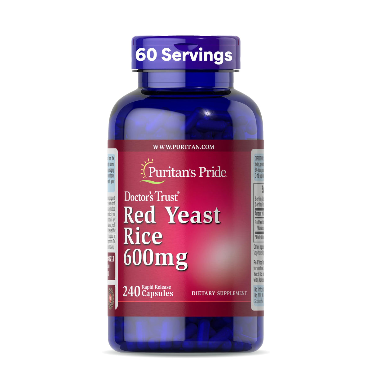 This Puritan's Pride Red Yeast Rice bottle illustrates daily wellness.