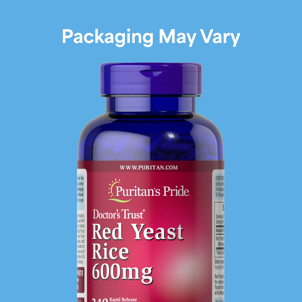 Puritan's Pride Red Yeast Rice capsules support quick daily intake.