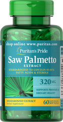Puritan's Pride Saw Palmetto softgels: supports prostate and urinary health.
