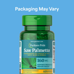 Puritan's Pride Saw Palmetto softgels arranged for easy daily supplementation