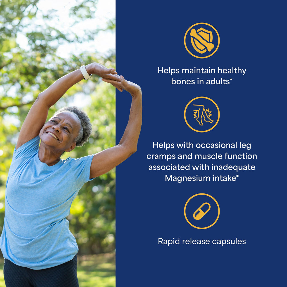 Puritan's Pride Magnesium Complex ingredients panel highlights oxide, aspartate, and citrate forms.