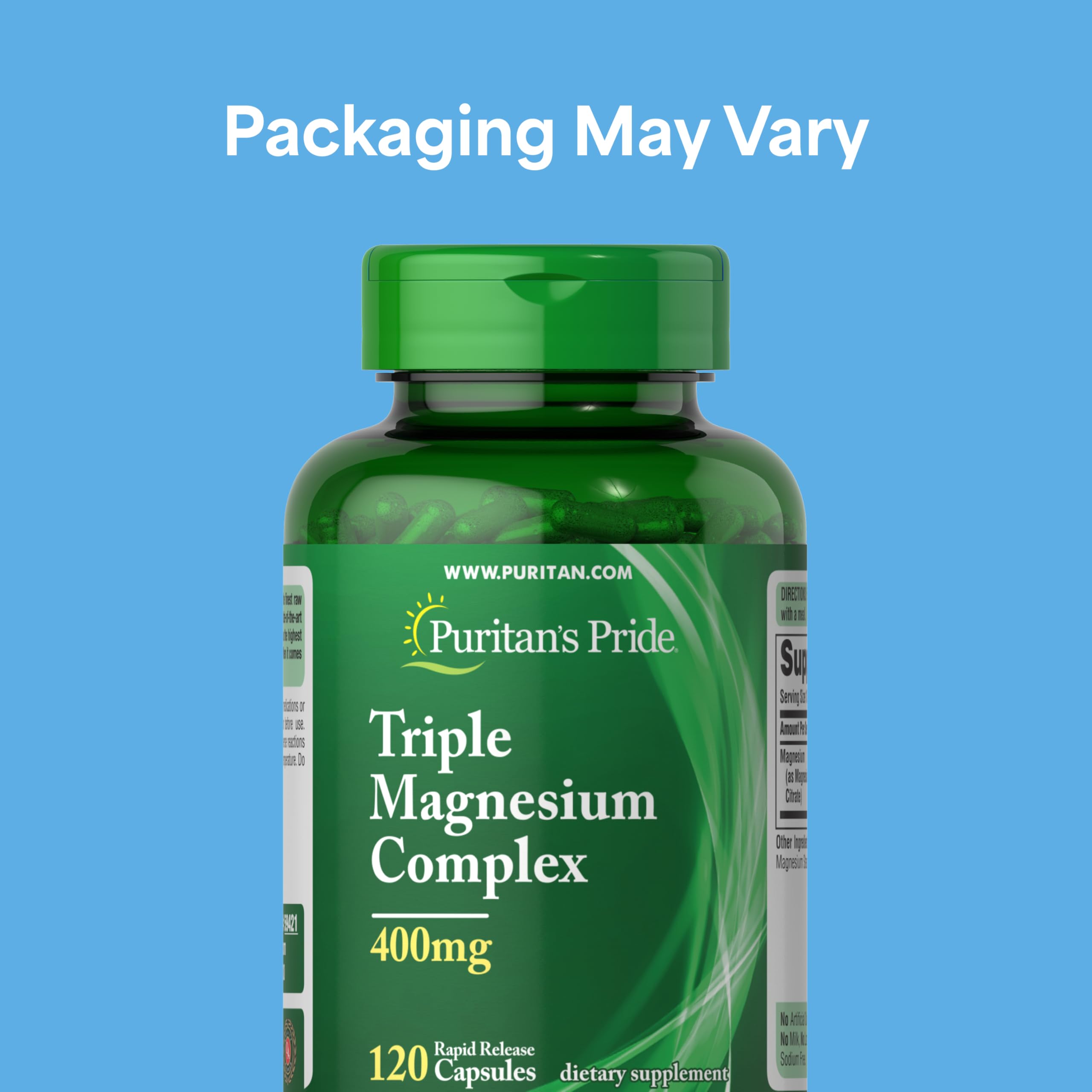 Puritan's Pride packaging box conveys ease of daily use for active lifestyles.