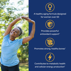 Puritan's Pride Ultra Woman 50 Plus capsules for daily vitality and bone support.