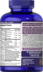 Puritan's Pride Ultra Women multivitamin bottle close-up highlights the timed-release feature for steady nutrient delivery.