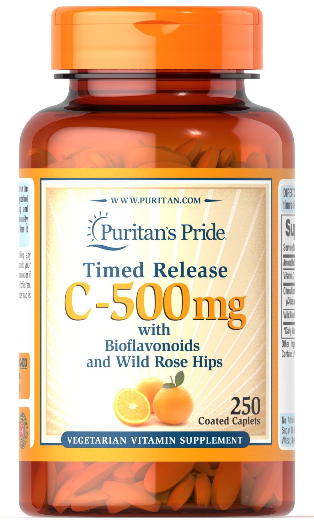 Puritan's Pride Vitamin C 500 mg caplets with rose hips for daily immune support