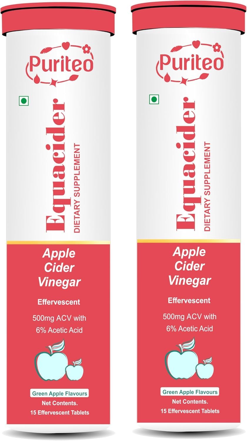 Puriteo Equacider tablet dissolving in water for quick, convenient serving.