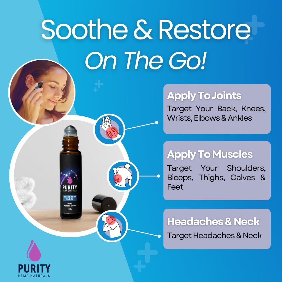 Purity Hemp Naturals roll-on cooling-menthol provides refreshing relief.