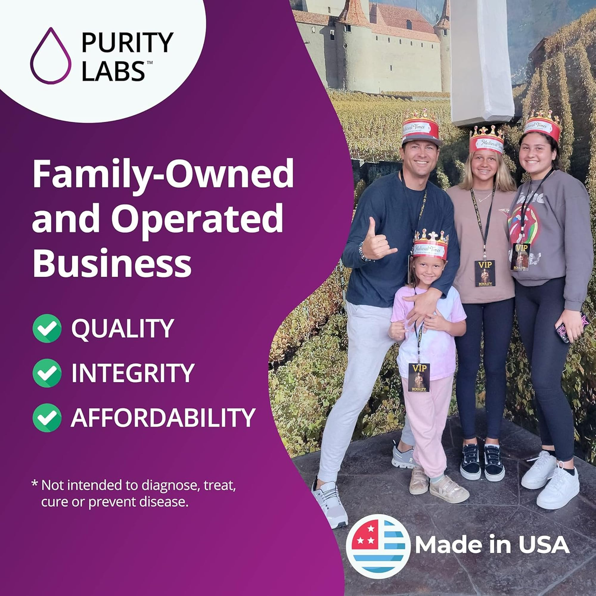 Purity Labs Natural antioxidants bottle conveying wellness focus.