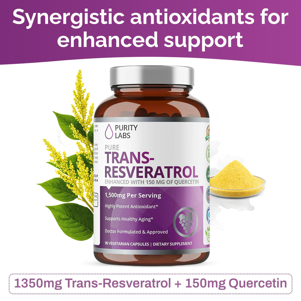 Purity Labs Quercetin ingredient panel emphasizing enhanced cellular support.
