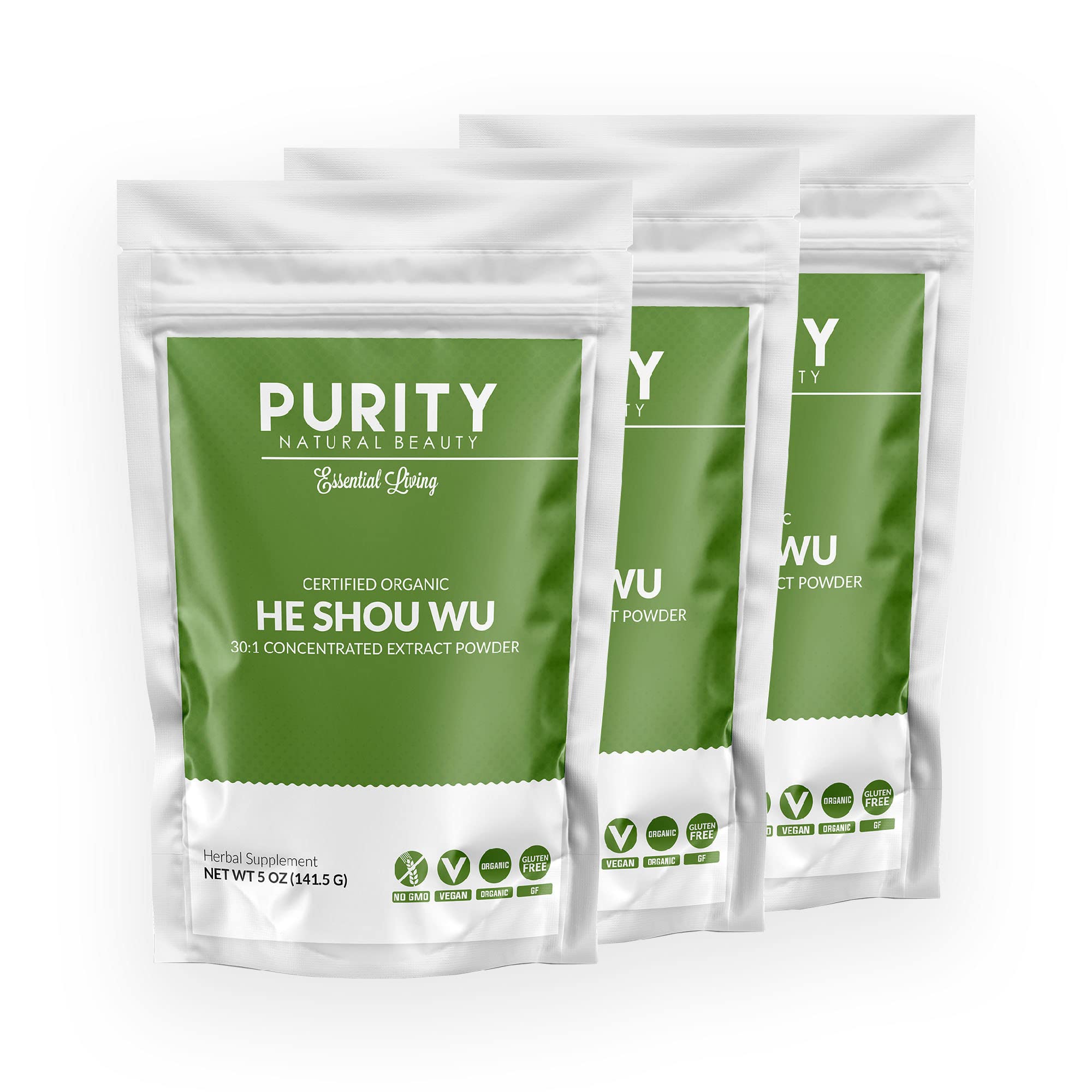 Purity Natural Beauty He Shou Wu 5oz bag for daily hair health support