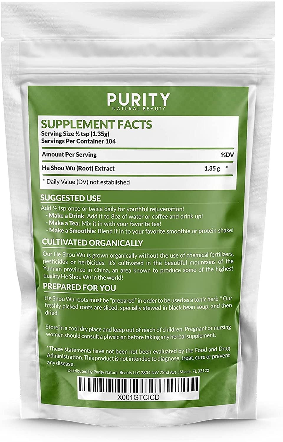 Purity Natural Beauty organic herbal powder ready to mix into beverages
