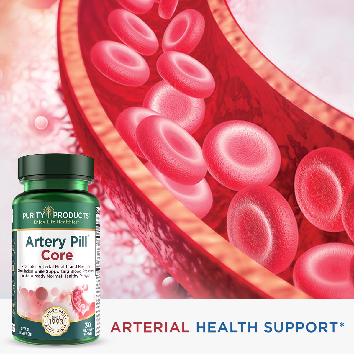 Purity Products Artery Pill Core capsules being poured into hand