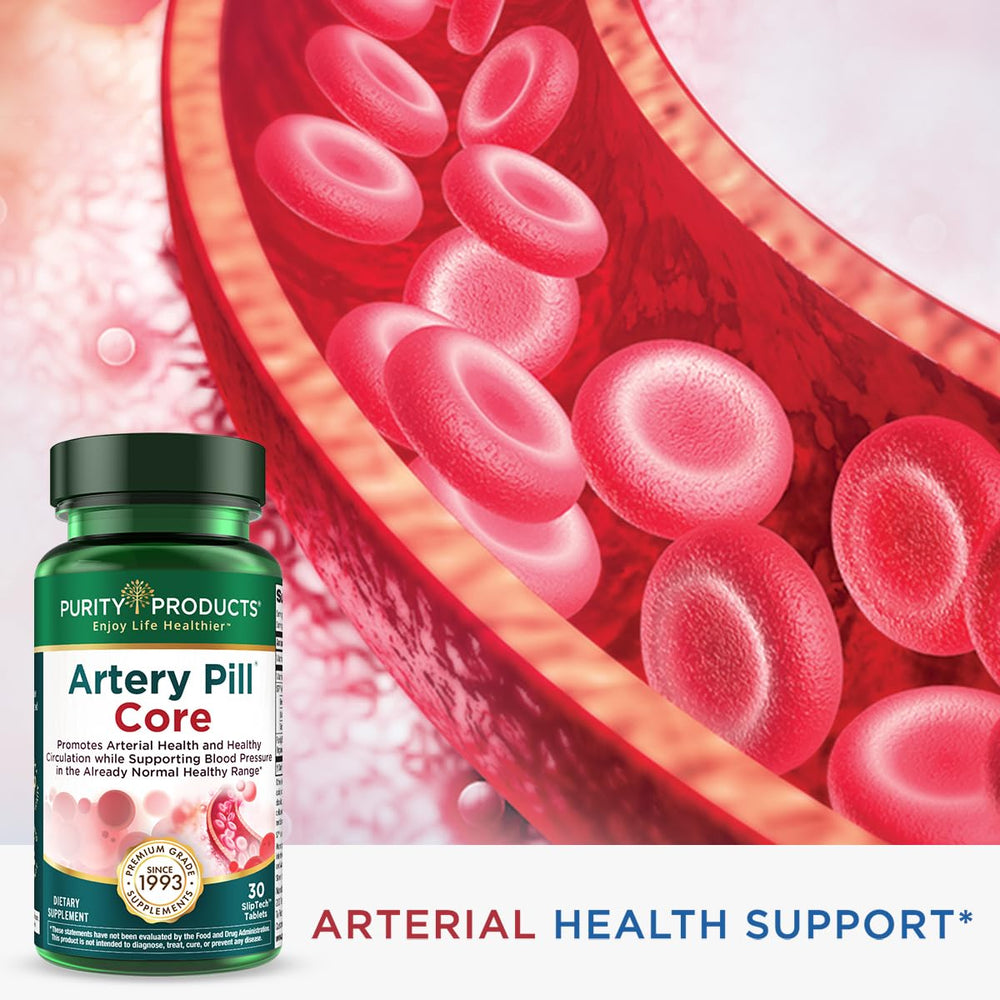 Purity Products Artery Pill Core ingredients icons highlight K2, D3, S7