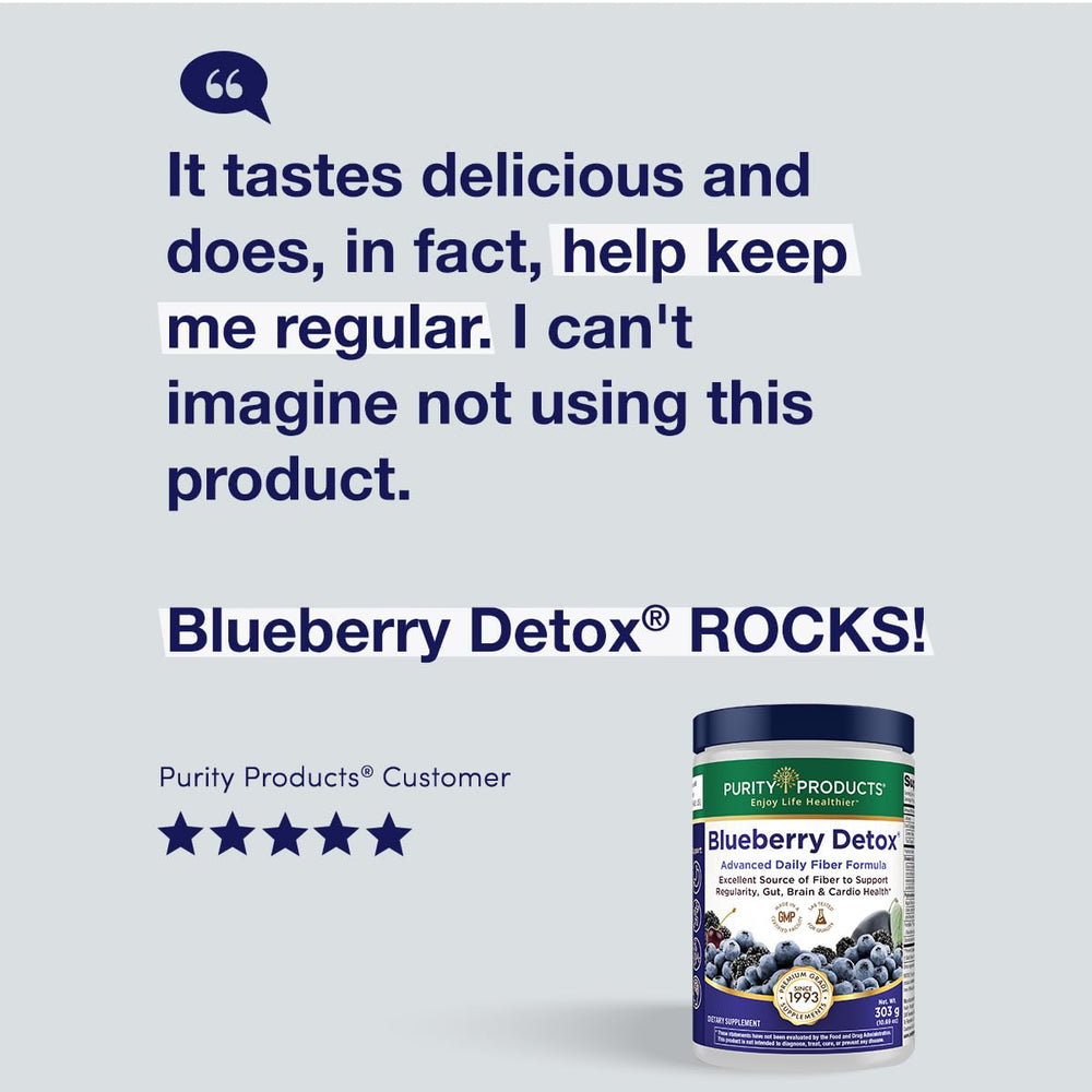 Purity Products Blueberry Detox powder scoop showing serving size