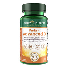Purity Products Dr. Cannell's Advanced D bottle front with Vitamin D3 and co-factors.