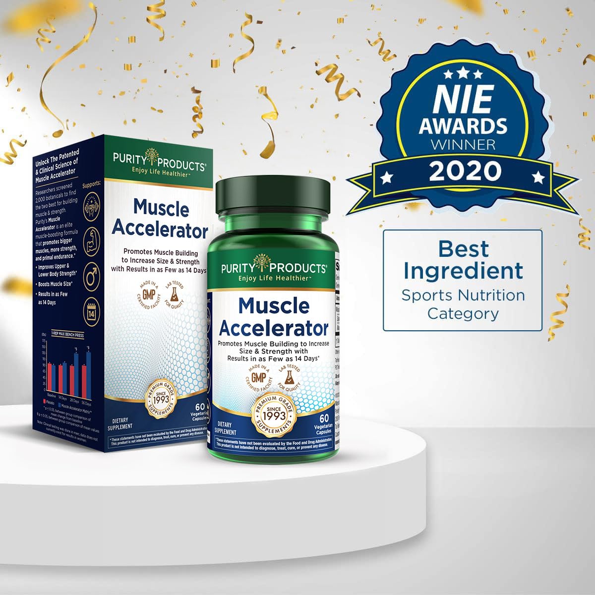 Purity Products Muscle Accelerator clinical studies icon indicating strength and endurance potential