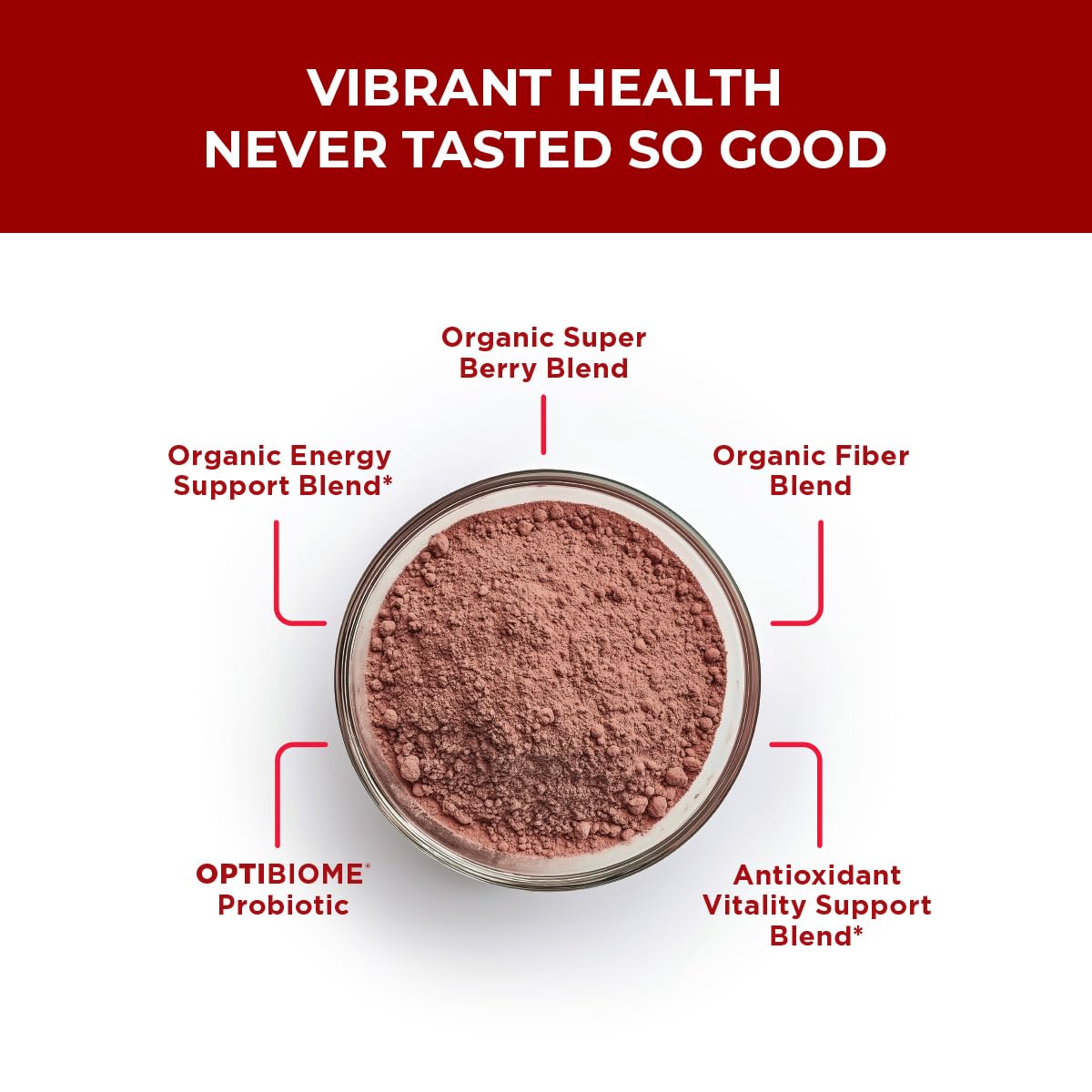 Purity Products Red Biome natural berry flavor close-up for convenient daily sip.