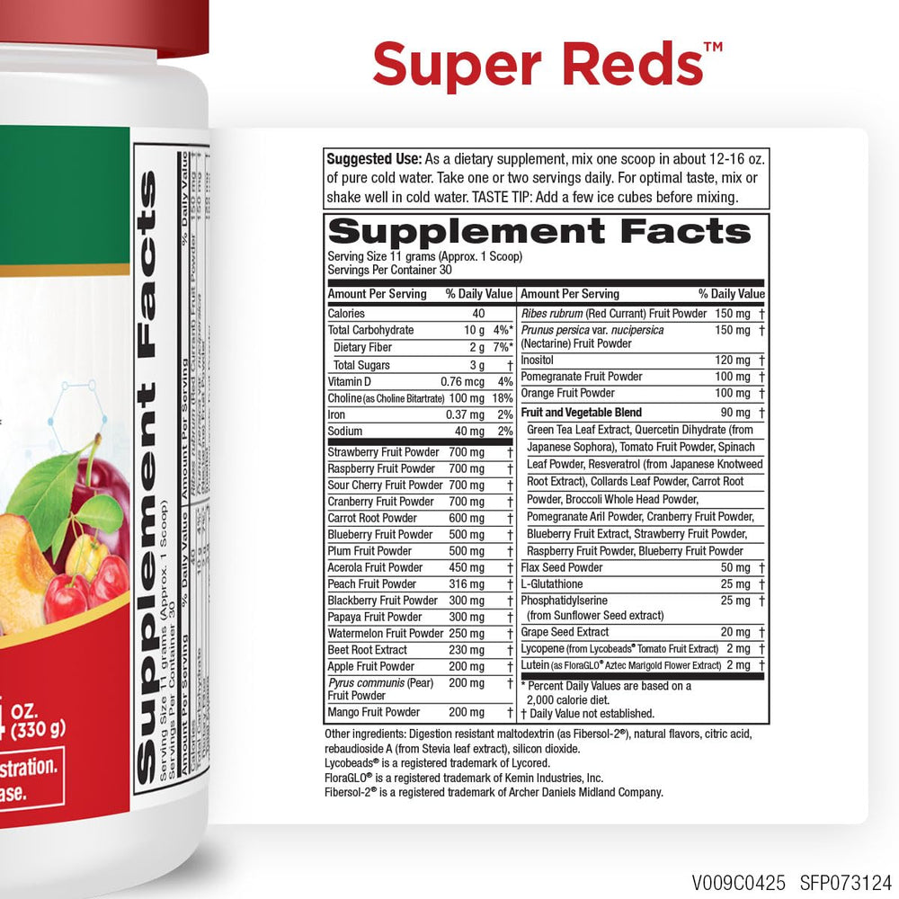Purity Products Super Reds pour bottle shot showing quick mix with water.