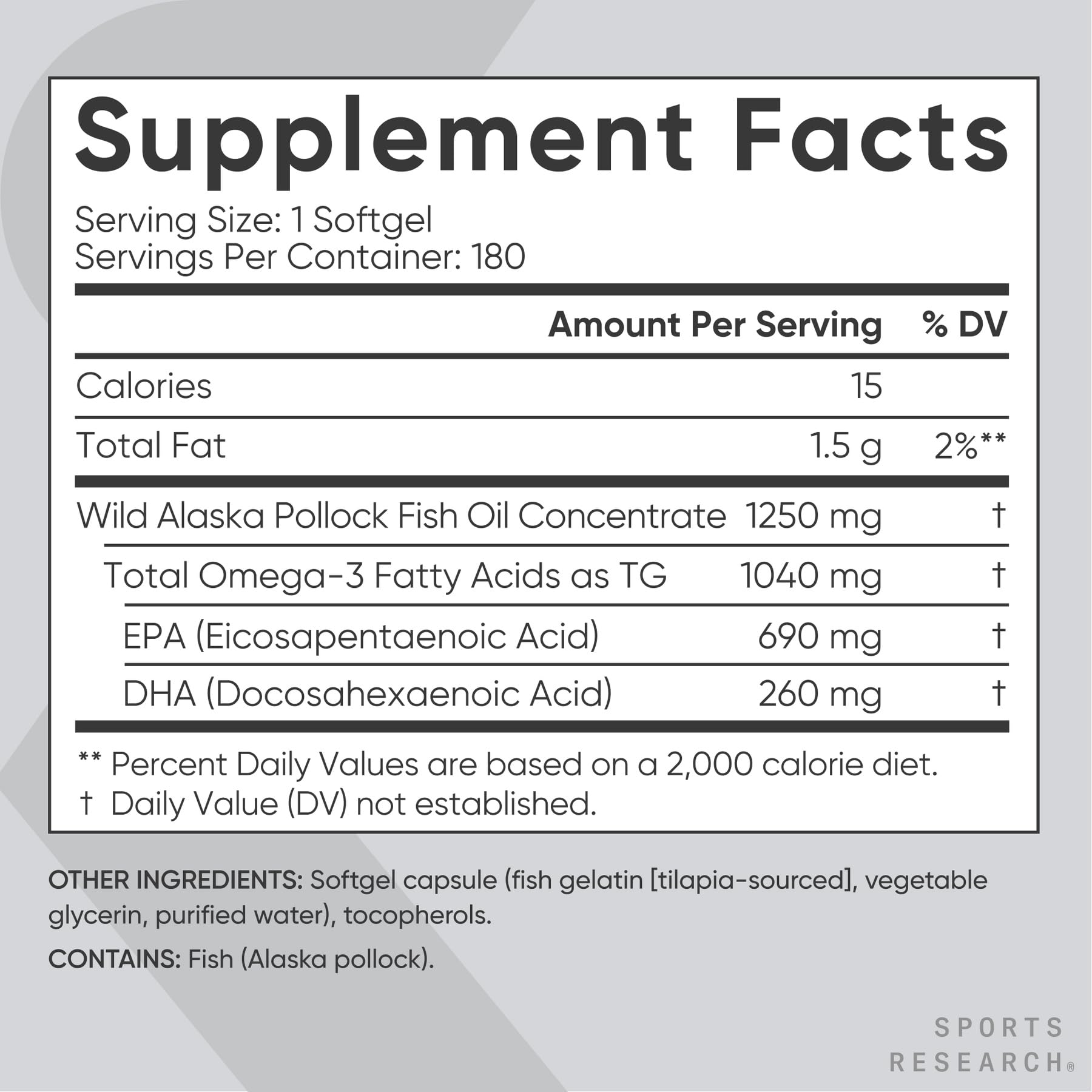 Sports Research Omega-3 purity testing icon on packaging