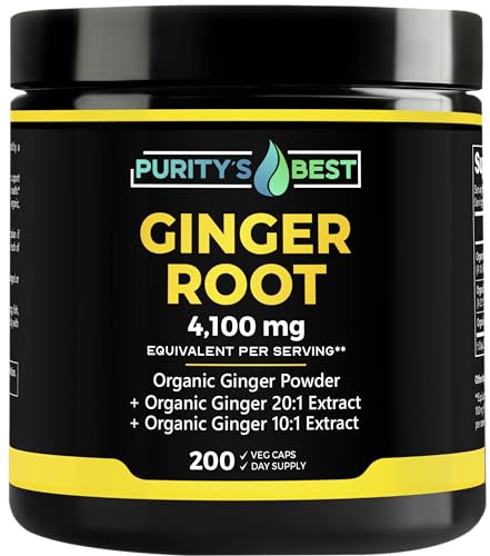 Closeup of Purity`s Best Ginger Root Capsules for easy daily use.