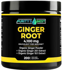 Closeup of Purity`s Best Ginger Root Capsules for easy daily use.