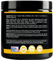 Purity`s Best Ginger Root Capsules vegan formula highlighting clean ingredients.
