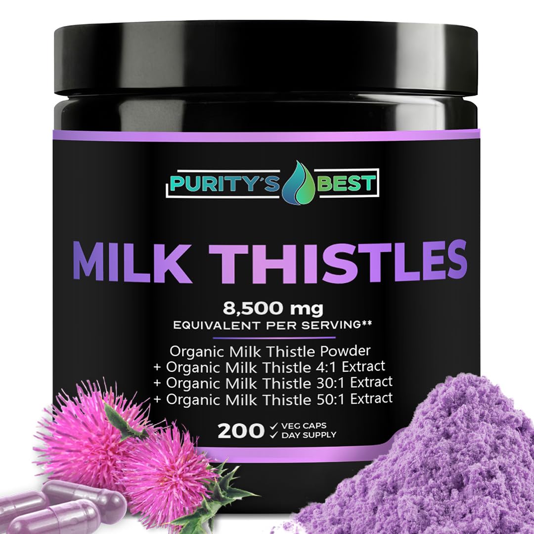 Purity`s Best Milk Thistle bottle front—premium liver support in a vegan capsule.