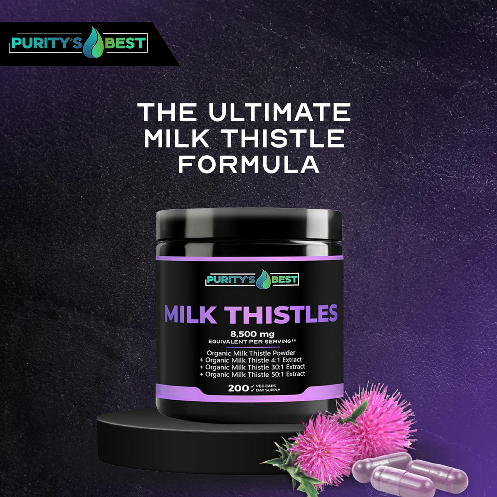 Purity`s Best Milk Thistle bottle label—clear strength details for informed daily use.