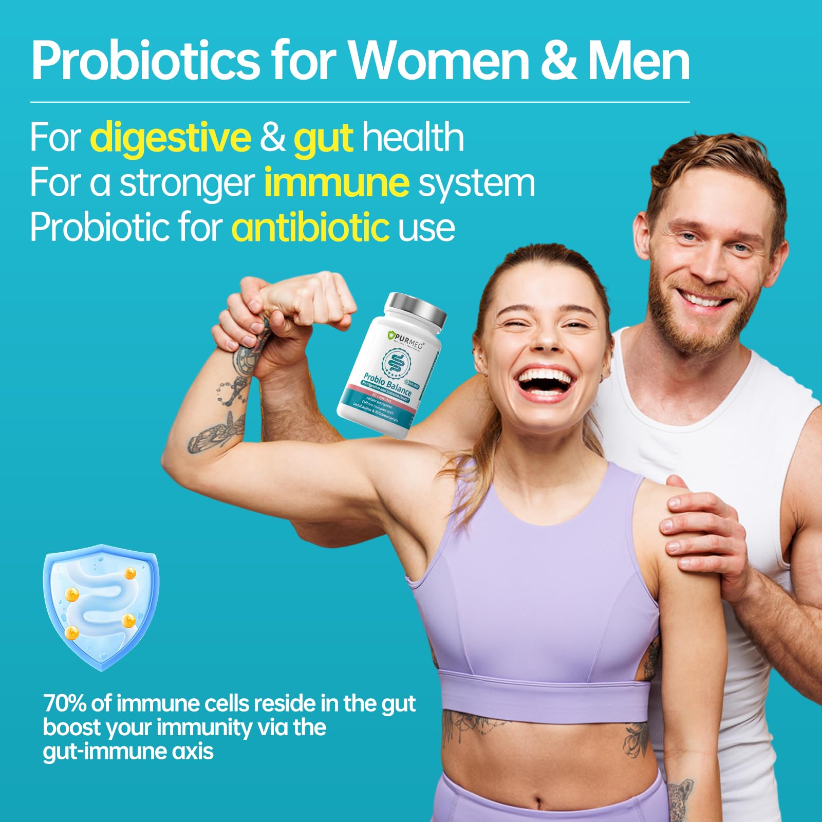 Purmeo probiotic capsules for gentle daily immune support.