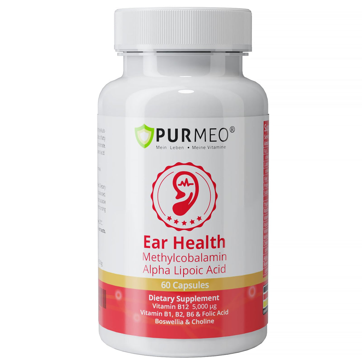 Purmeo Tinnitus Relief bottle front view for 60-day ear health support