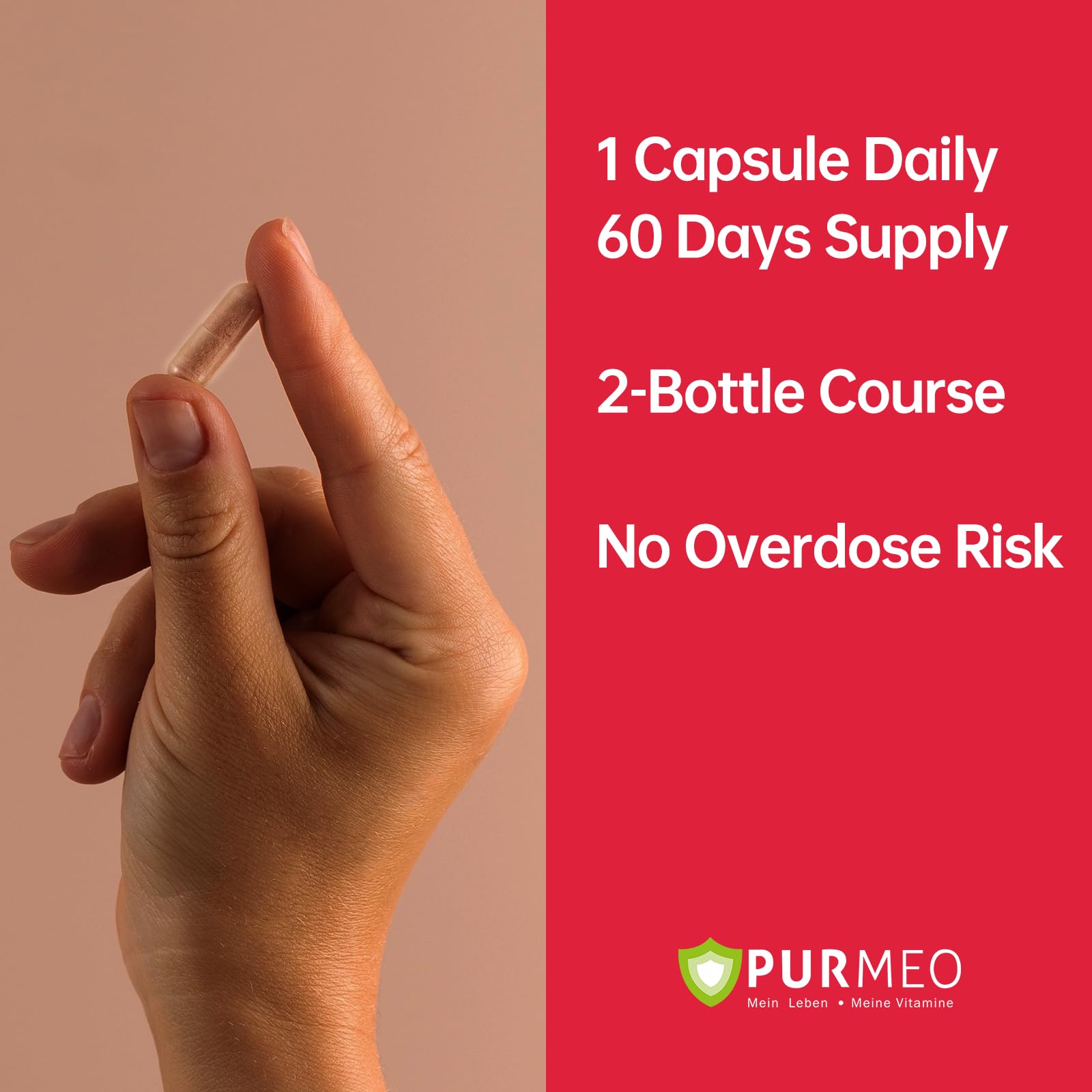 Purmeo Tinnitus Relief bottle beside glass of water for daily dosing