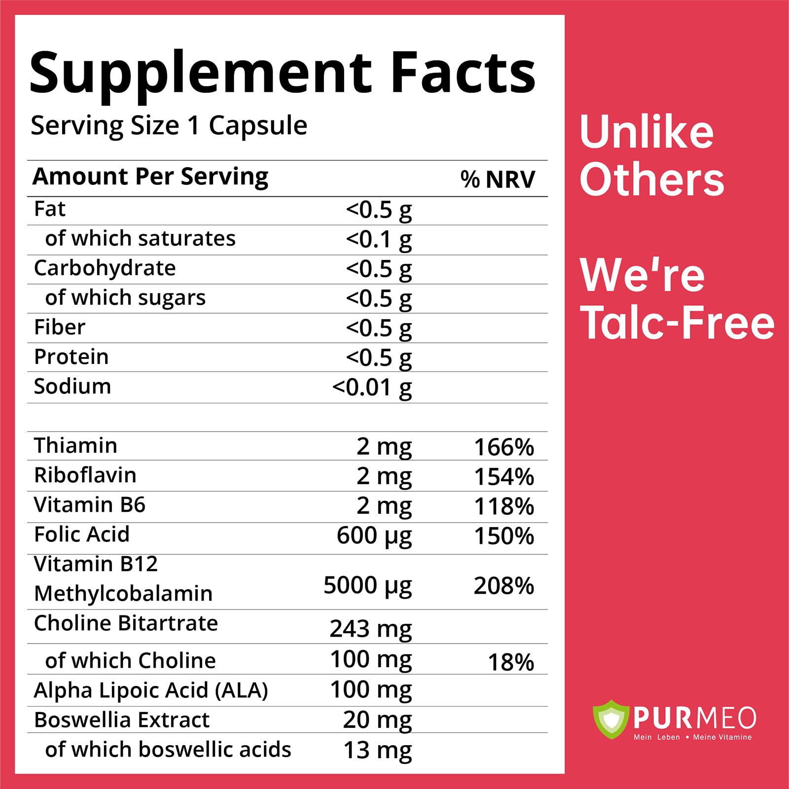 Purmeo Tinnitus Relief capsules close-up highlighting active ingredients for nerve support