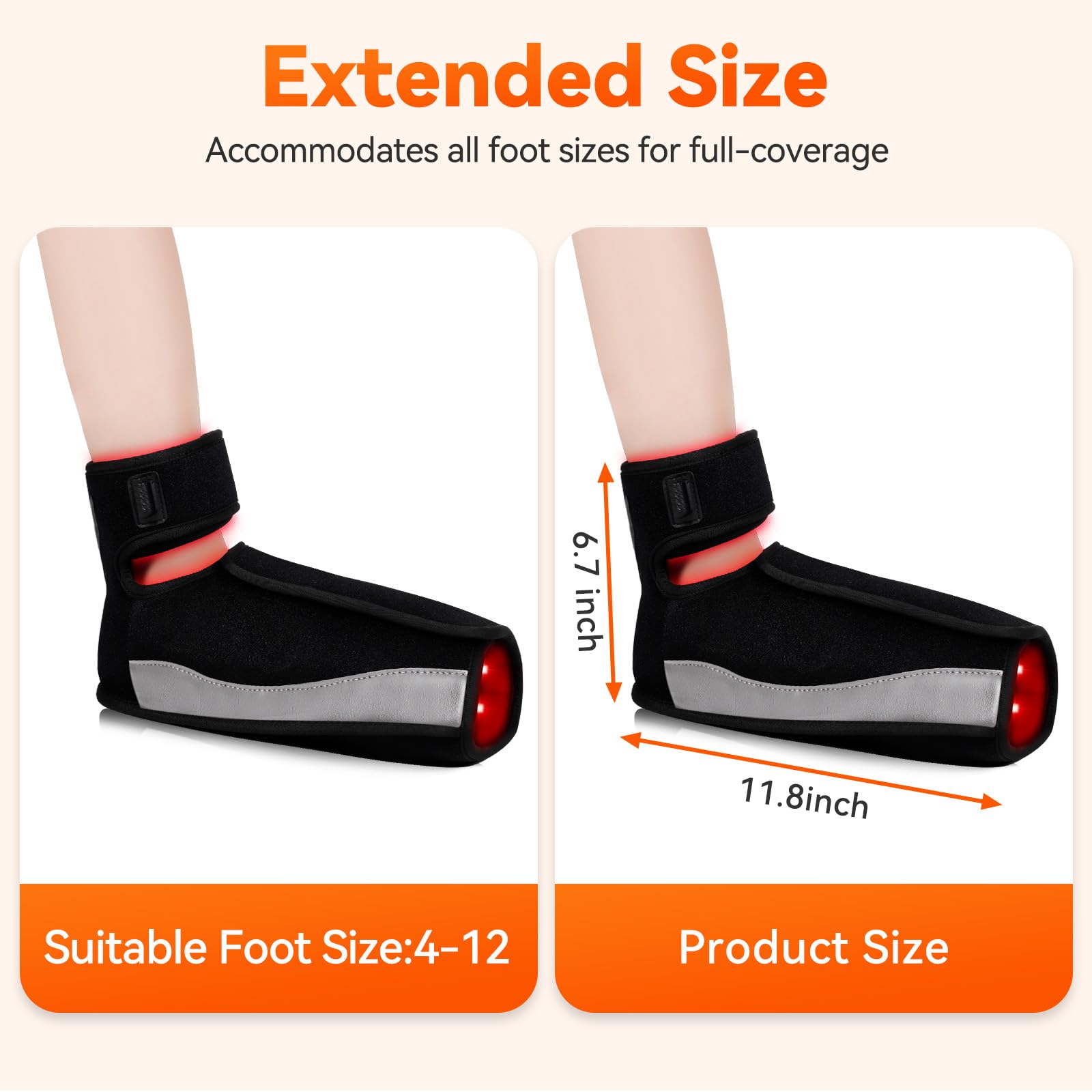 Puroth red light wrap can be used on feet elbows or knees for versatility