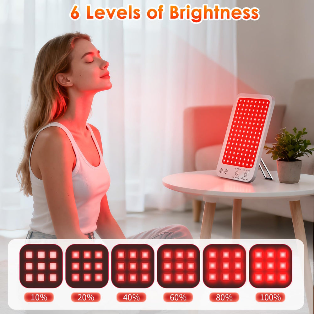 Puroth red light panel in travel setup for on-the-go self-care