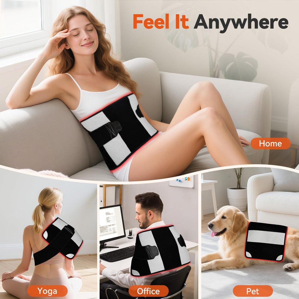 Puroth red light therapy mat over legs for post-workout relaxation and cooldown.