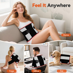 Puroth red light therapy mat over legs for post-workout relaxation and cooldown.