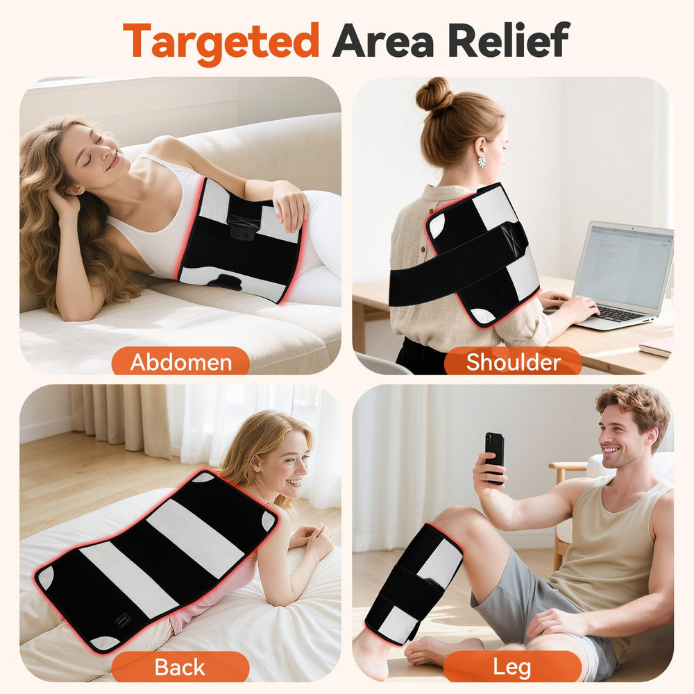 Puroth red light therapy mat on the waist for focused comfort and ease of use.