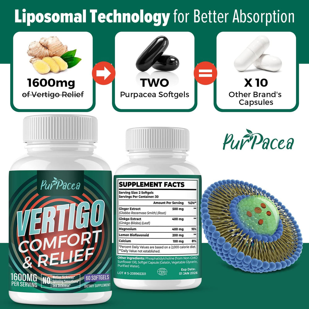 Purpacea Ginger Extract softgels highlighting ginger for daily activity comfort.
