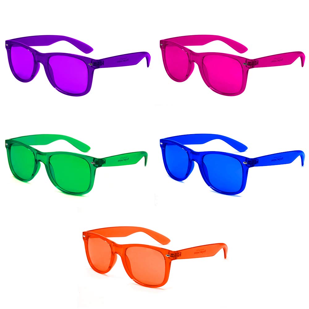 Purple Canyon pack of 10 color therapy glasses ready to switch.