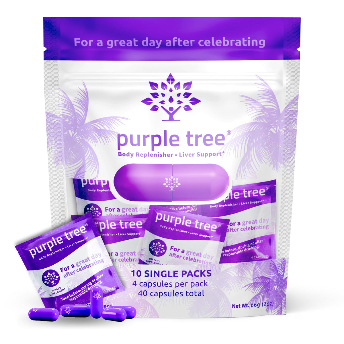 Purple Tree bottle with DHM emphasizes recovery and hydration