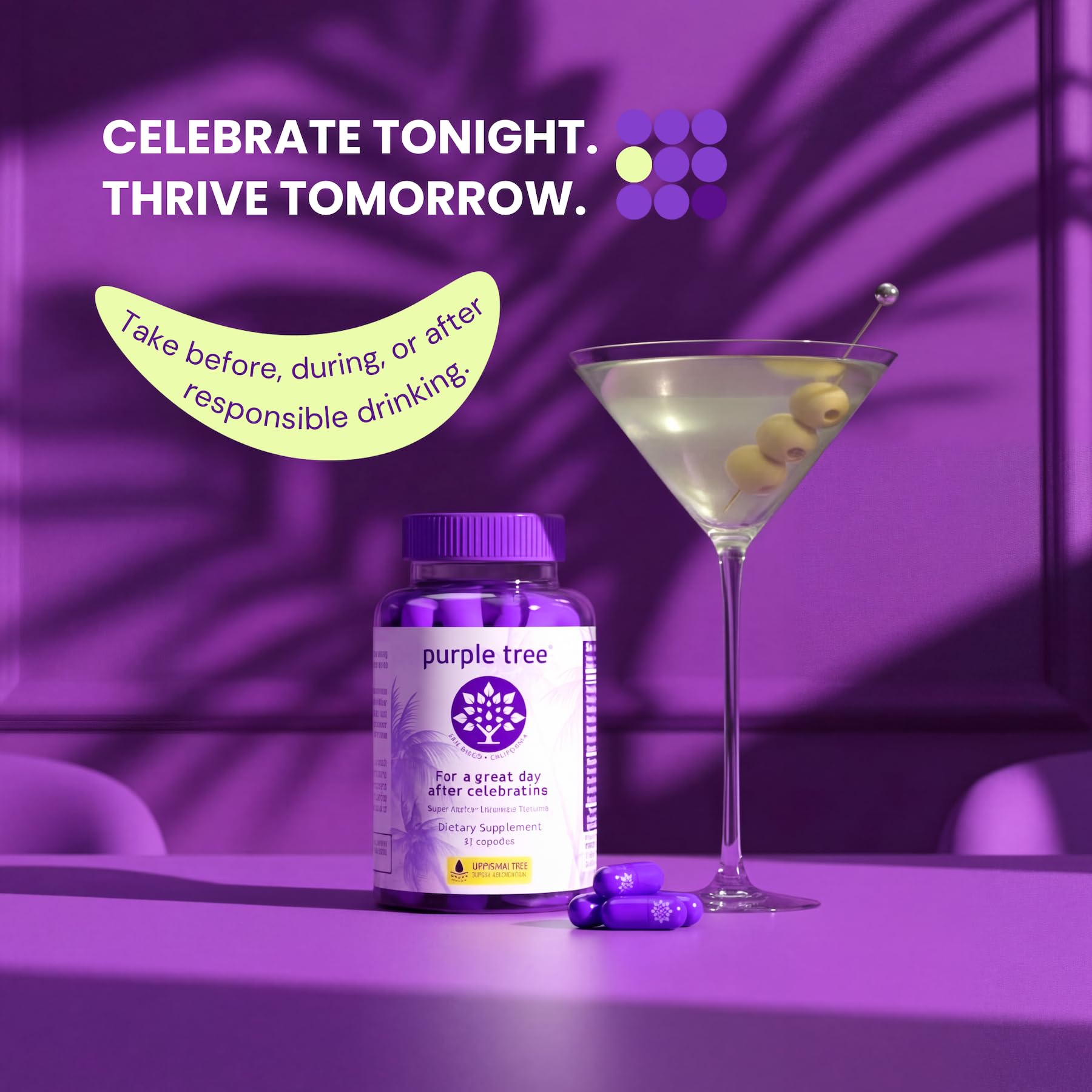 Purple Tree DHM liposomal capsules illustrating advanced delivery